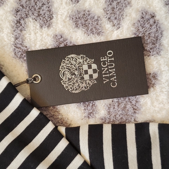 Vince Camuto Black & White Striped Peplum Shirt - Medium Size! NWT! ❤ - Picture 6 of 16